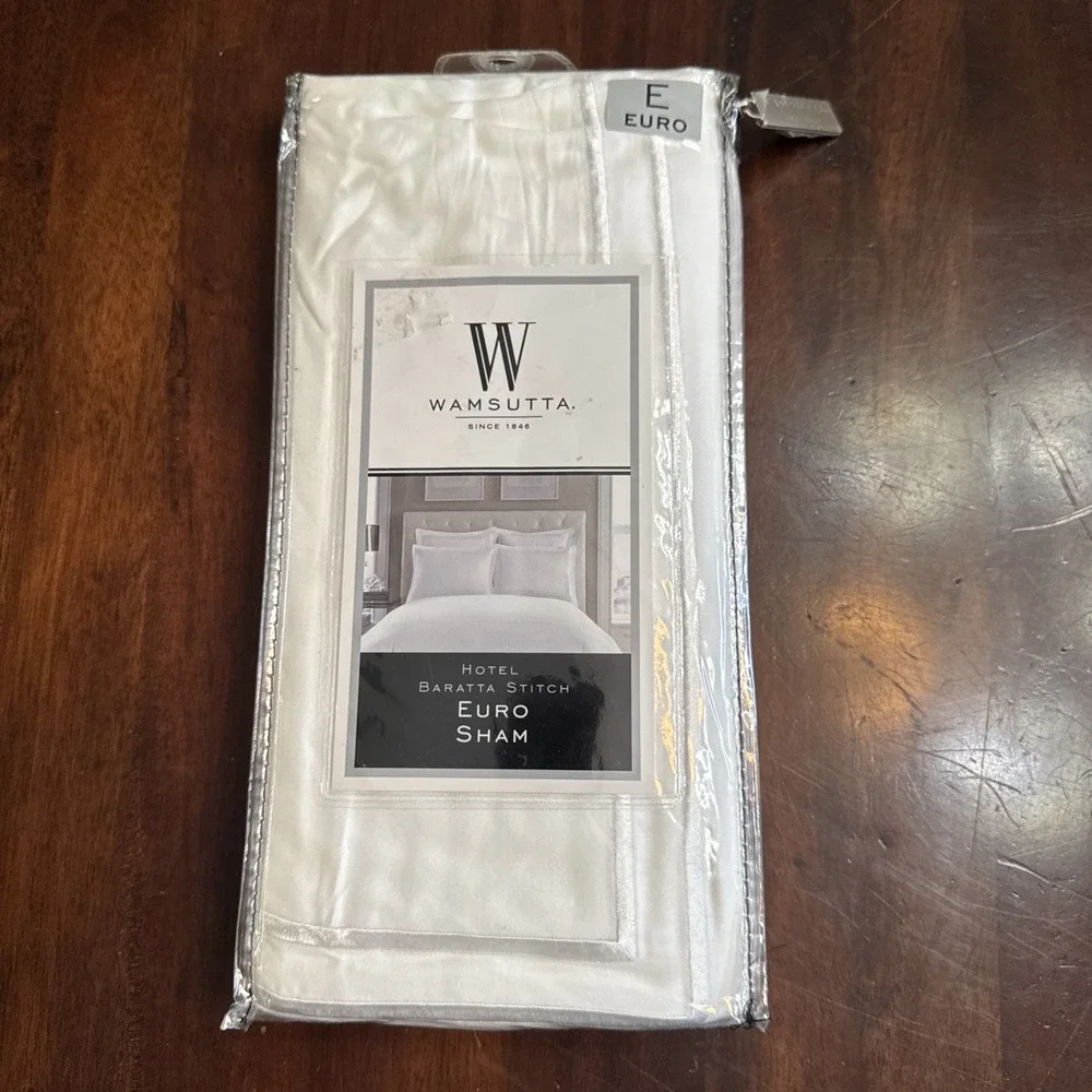 Wamsutta Euro Pillow Sham Hotel Baratta Stitch White Double Border Cotton New